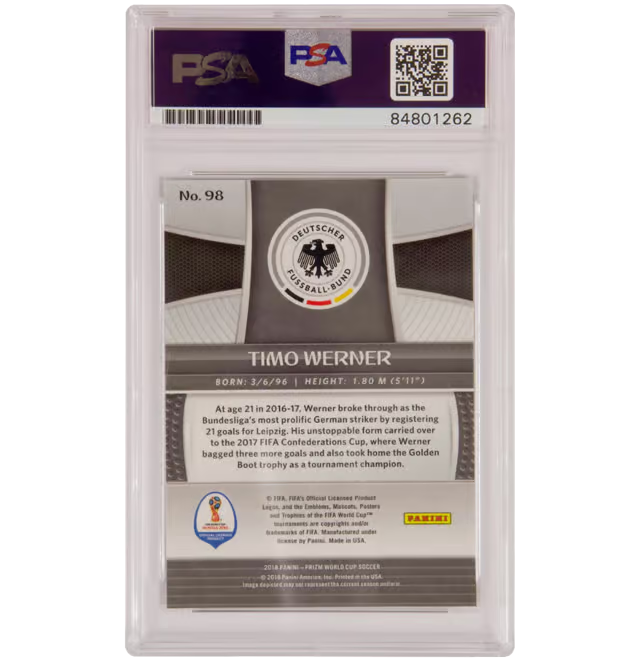 Timo Werner Signed 2018 Panini Prizm World Cup #98 – PSA Authentic
